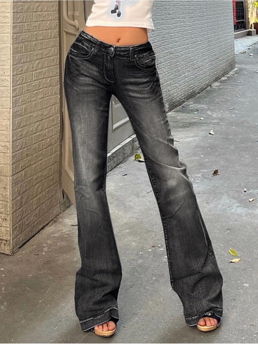 NEW EM Atelier Y2K Low Rise Bootcut Jeans Charcoal Wash W26 🍒❤️